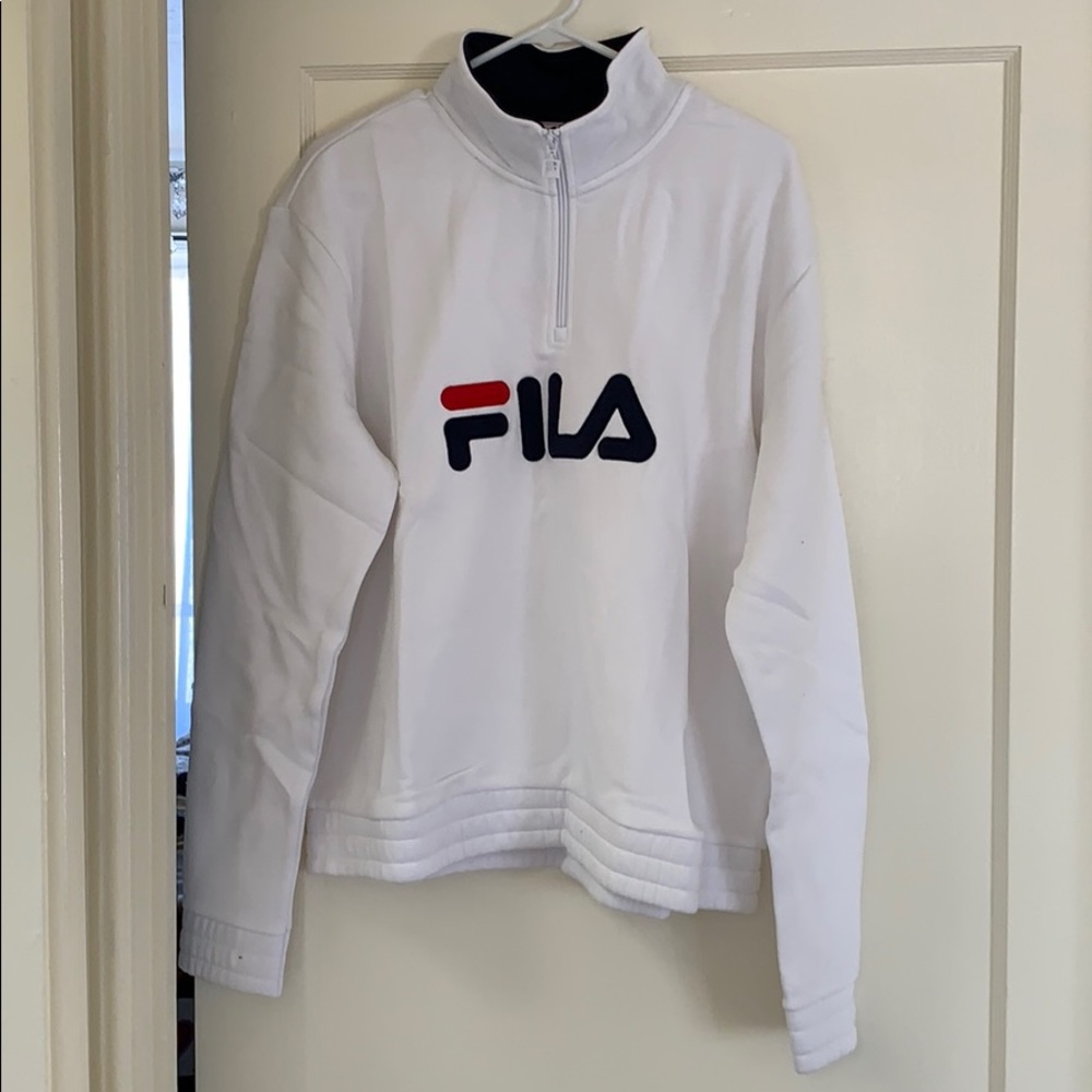 New. White blue red Fila logo half zip sweatshirt
